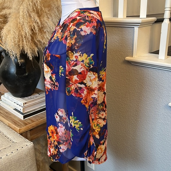 Anthropologie Meadow Rue Sheer Floral Blouse Blue Size XS - Picture 3 of 7